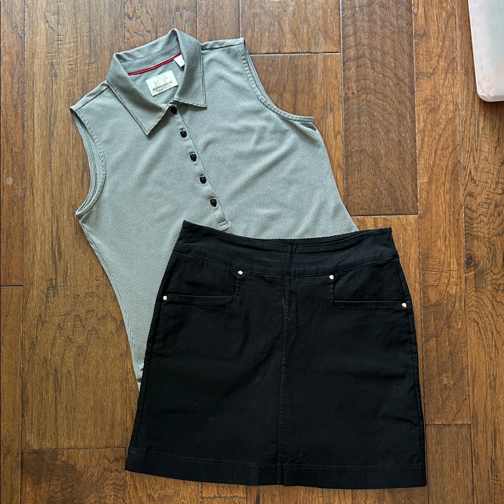 Golf Skort (4) and Sleeveless Polo (M) Black and White Lopez EP PRO - Picture 4 of 15